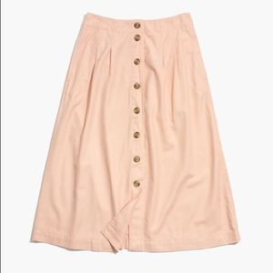 Madewell Patio Button-Front Midi Skirt Blush
